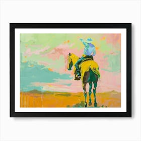 Neon Cowboy In Mojave Desert Nevada Painting Art Print