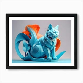 3d Cat Sculpture Art Print