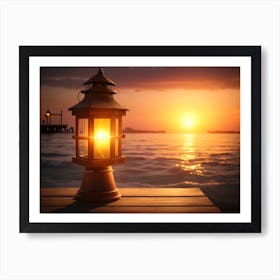 Lantern At Sunset Poster