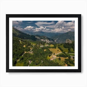 Aerial View Mountain village in Italy on Lake Como Art Print