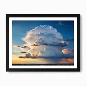 Cumulus Clouds Looming High Over A Serene Landscape Bathed In Sunset Light A Cluster Of White Clou (5) Art Print