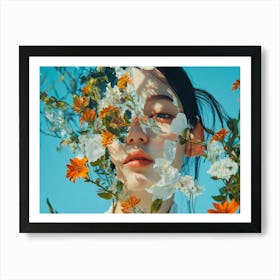 Asian Girl With Flowers 1 Art Print