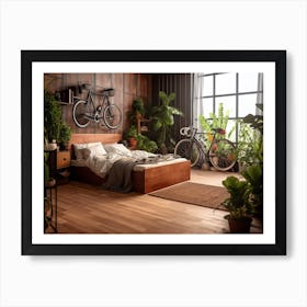 Bedroom With Bicycles Art Print