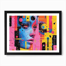 SynthGeo Shapes: A Cartoon Abstraction Psychedelic Art 2 Art Print