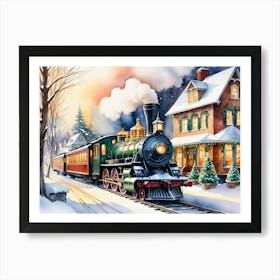 Christmas Train in Wonderland Art Print