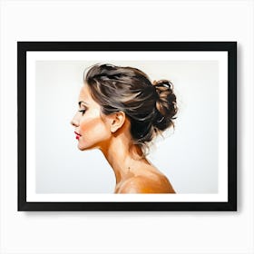 Side Profile Of Beautiful Woman Oil Painting 35 Art Print