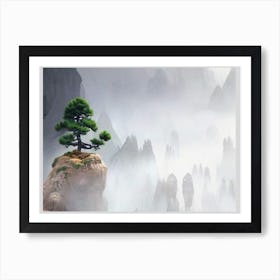 Pine Tree On A Rock Art Print