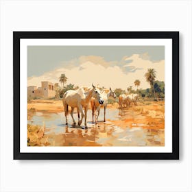 Horses Painting In Rajasthan, India, Landscape 3 Art Print