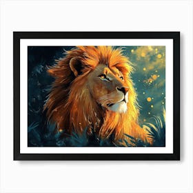 Colorful Lion Painting Poster