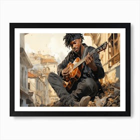 Man Playing A Guitar Art Print