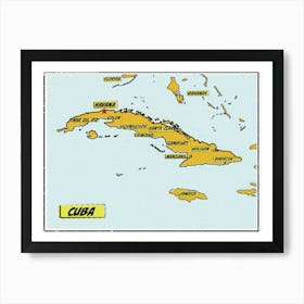 Comic Book Map Of Cuba Art Print