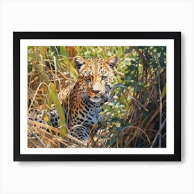 African Leopard In Tall Grass Realism 2 Art Print