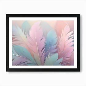 A Soft And Dreamy Background Of Pastel Colored Feathers In Pink, Blue, And Purple Tones Art Print