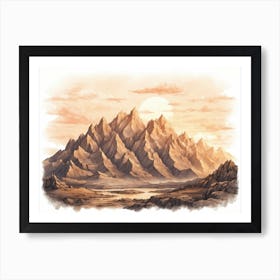 Watercolor Mountain Landscape Art Print