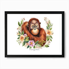 Little Floral Orangutan 2 Poster Art Print