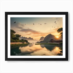 Sunrise In Liu Jiang Art Print