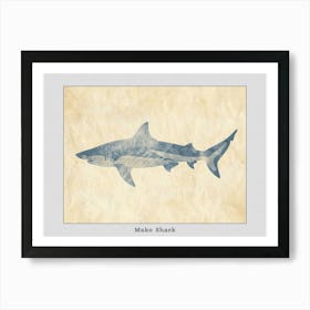 Mako Shark Grey Silhouette 6 Poster Art Print