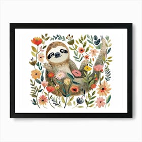 Little Floral Sloth 2 Art Print