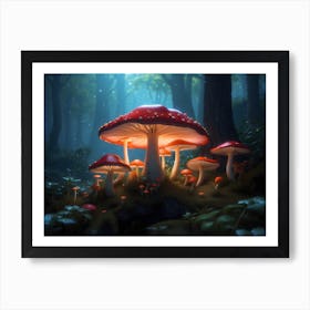 Magical gloving Mushroom Forest 1 Art Print