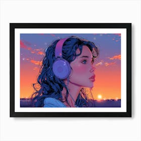 Girl Listening To Music 6 Art Print