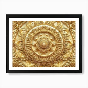 Detailed 3d Golden Mandala With Intricate Patterns 1 Art Print