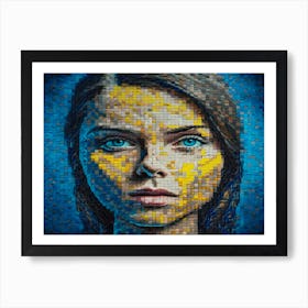 Ukrainian women against the war. Mosaic art. 3 Art Print