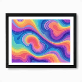 Abstract Image Of A Swirling Pattern Of Colorful Lines, Resembling A Rainbow Or A Psychedelic Experience Art Print