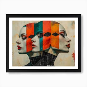 Abstract Woman Faces In Geometric Harmony 6 Art Print