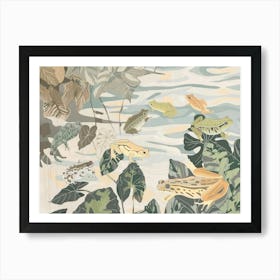 Frogs Tropical Jungle Illustration 1 Art Print