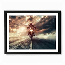 Rider On Red Bike (30) Art Print