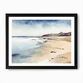 Quiet beach watercolour Art Print