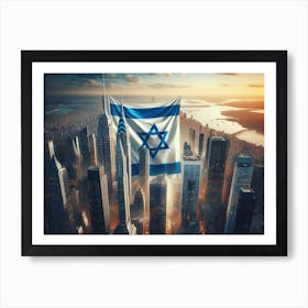 Israeli Flag In The Sky Art Print