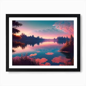 Sunset By The Lake 49 Art Print