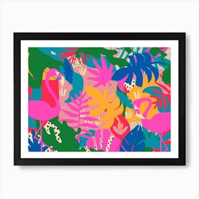 Tropical Flamingos Art Print