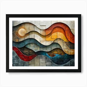 Abstract Wave, Cubism Art Print