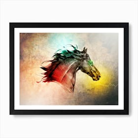 Horse Art Illustration In A Photomontage Style 02 Art Print