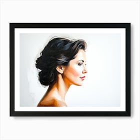 Side Profile Of Beautiful Woman Oil Painting 27 Art Print