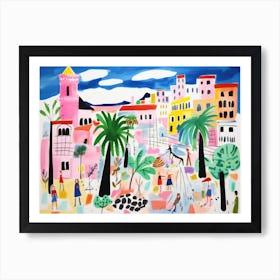 Genoa Italy Cute Watercolour Illustration 4 Art Print