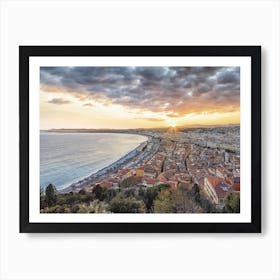 The City Of Nice At Sunset Art Print