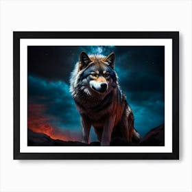 Wolf Howling At The Moon 5 Art Print