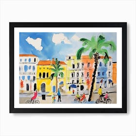 Palermo Italy Cute Watercolour Illustration 4 Art Print