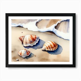 Seashells on the beach, watercolor painting 5 Art Print