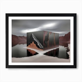 Cube in the crater Art Print