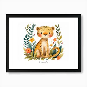 Little Floral Leopard 3 Poster Art Print