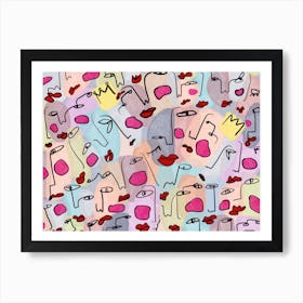 Abstract Colorful Faces Art Print