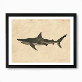 Smooth Hammerhead  Shark Grey Silhouette 1 Art Print