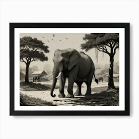 Elephants In The Savannah Art Print