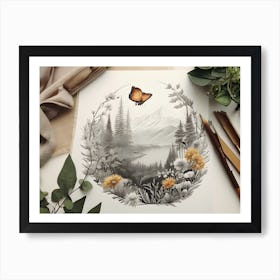 Landscape With A Butterfly Art Print