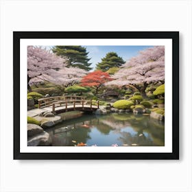 Cherry Blossoms In A Garden Paintings Art Print Art Print