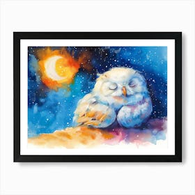 Snowy-Owls in the Polar Nights 1 Art Print